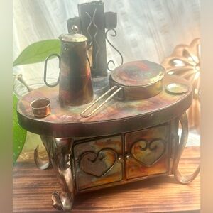 Vintage Copper Mini Stove Music Box Berkeley Designs Kitchen Decor